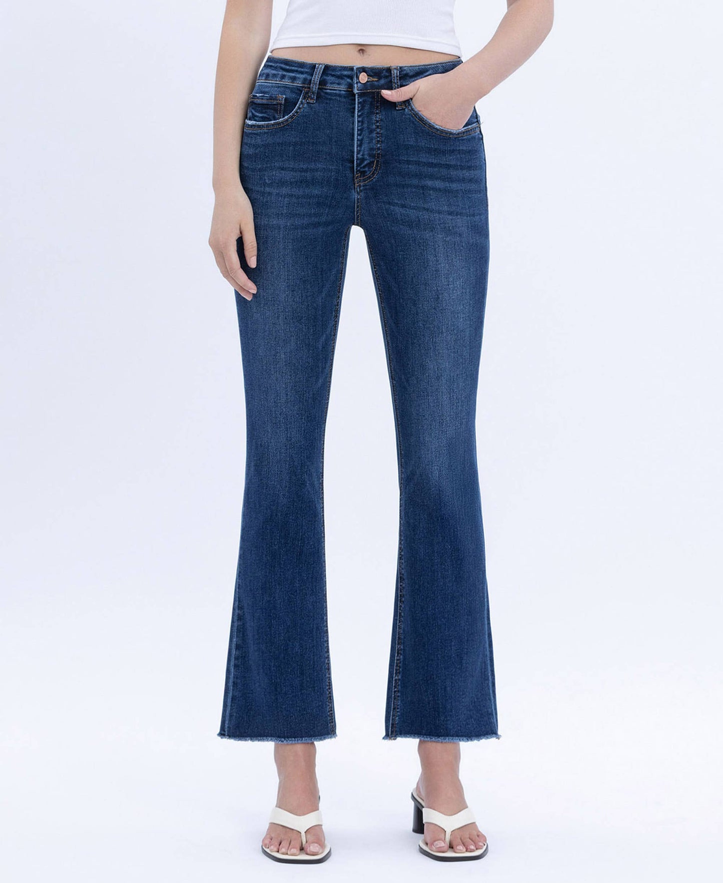 Julia TC HR Raw Hem Kick Flare Vervet Jeans