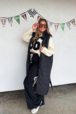 Kendall Long Puffer Vest - Black