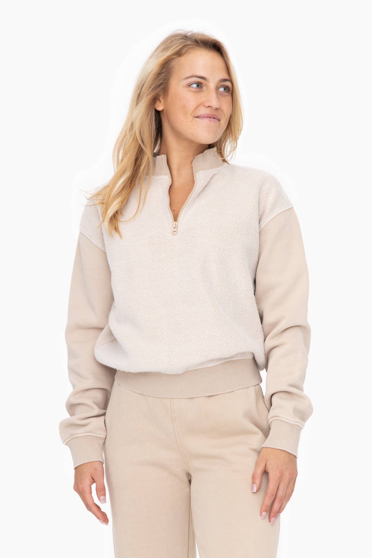 Vintage Fleece Half Zip Pullover - Taupe
