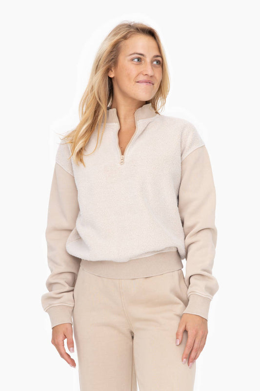 Vintage Fleece Half Zip Pullover - Taupe