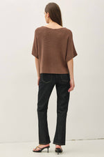 HORIZONTAL RIBBED DOLMAN SWEATER TOP