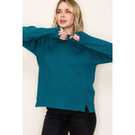 Mock Neck Solid Heavy Sweater - Teal