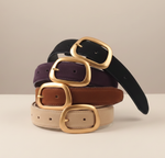 Suede Belt with Organic Shape Buckle Black