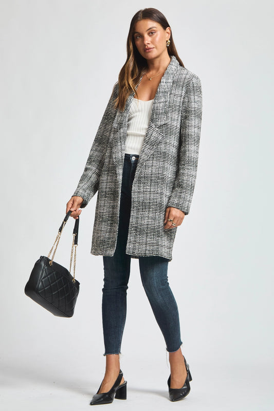 Black Ivory Open Front Midi Blazer