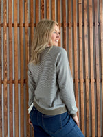 Crew Neck Pinstriped Top- Taupe