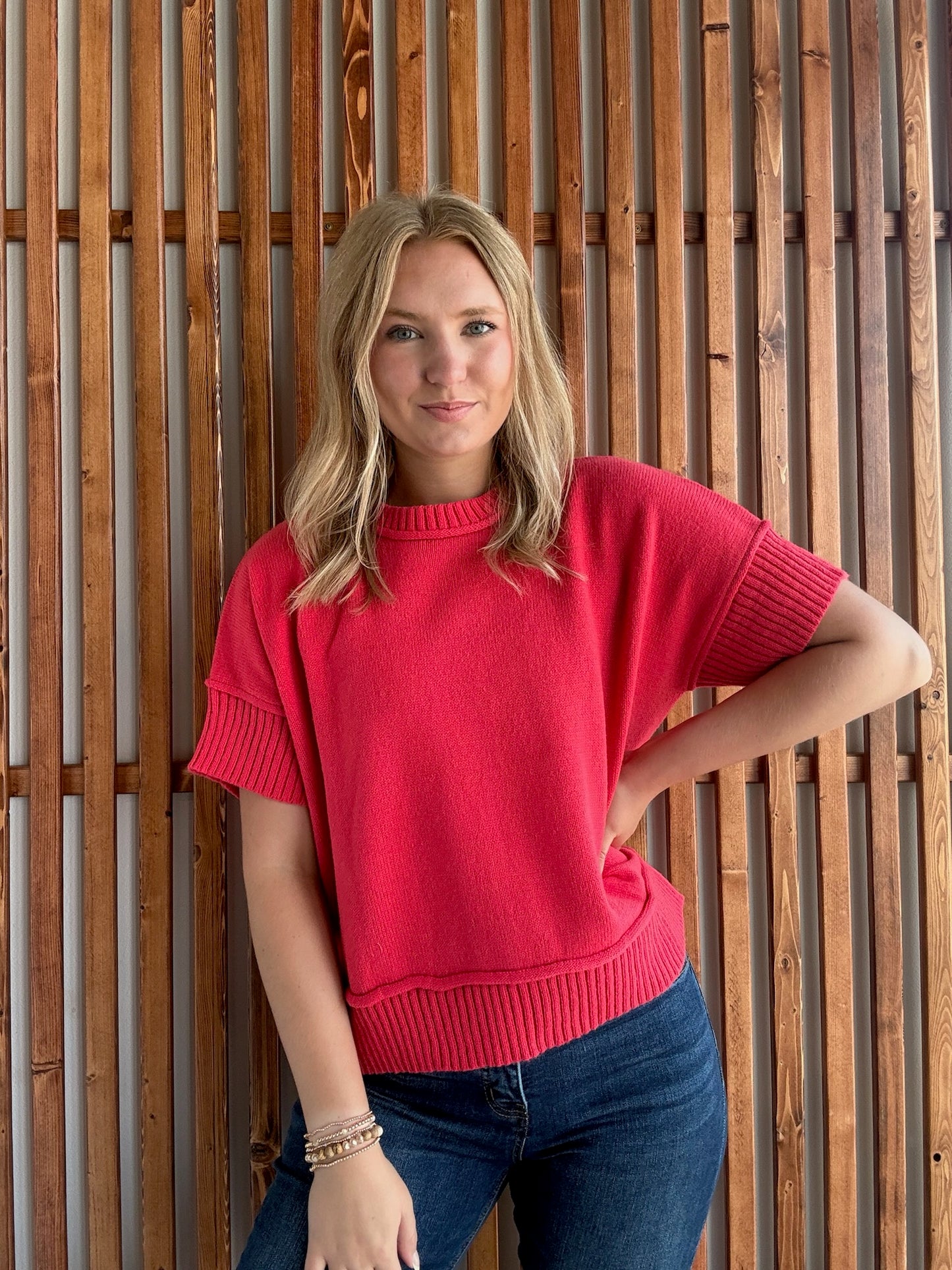 Coral Drop Shoulder Sweater