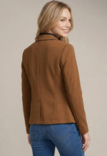 Knit Blazer with Sleeve Detail: Caramel