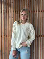 Floral Iowa V NeckSweatshirt: Cream