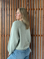 Iowa Shape Embroidered V-Neck Soft Sweatshirt: Oatmeal