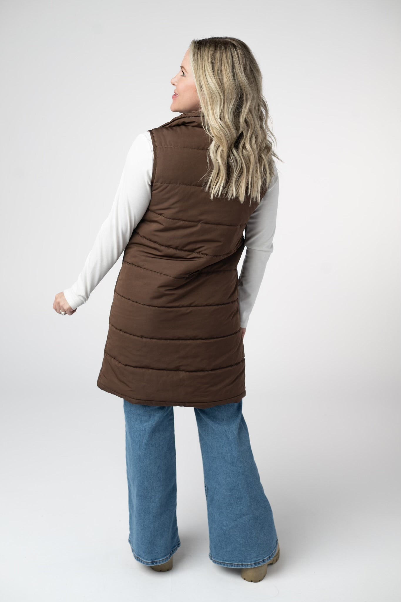 Harlow Long Vest - Brown