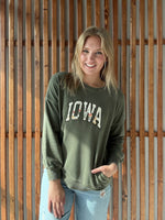 Floral Iowa Sweatshirt With Pocket: Olive