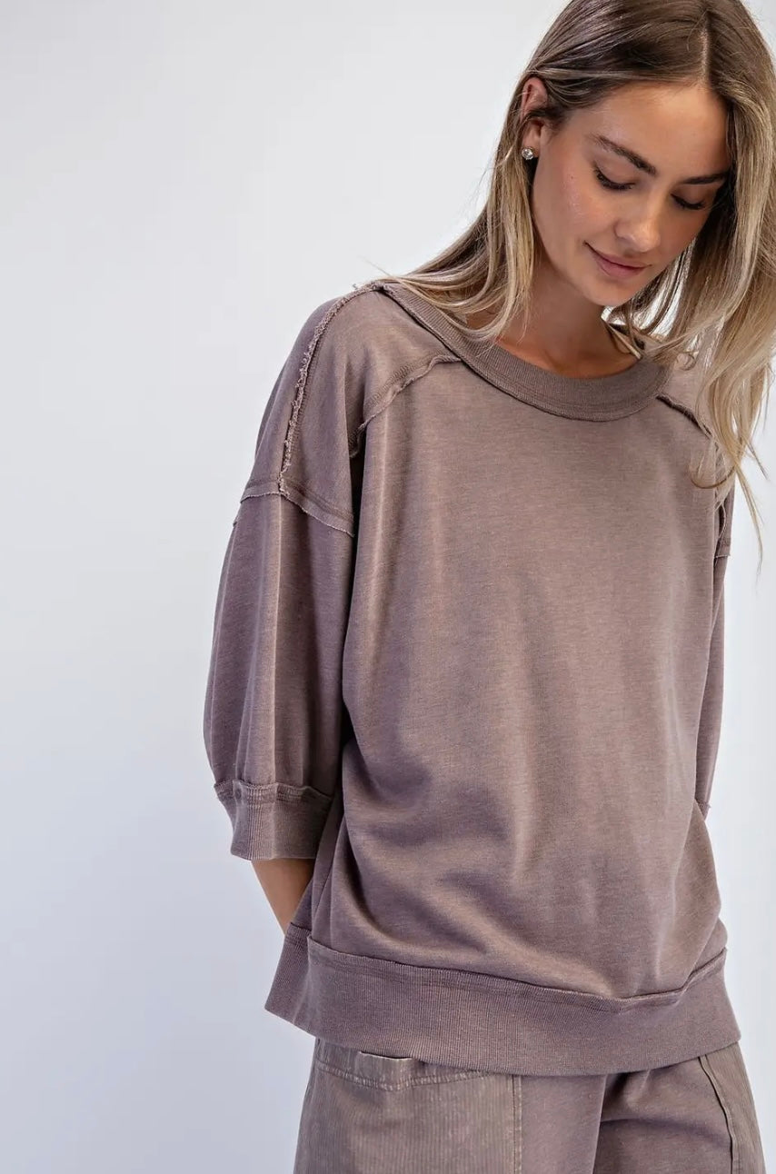 French Terry Short Sleeve: Mocha