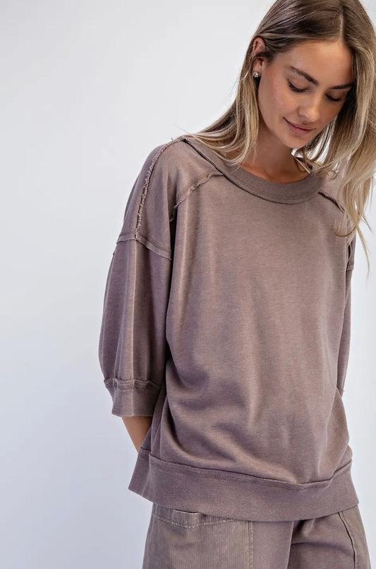 French Terry Short Sleeve: Mocha