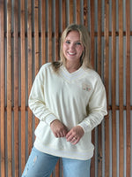 Floral Iowa V NeckSweatshirt: Cream