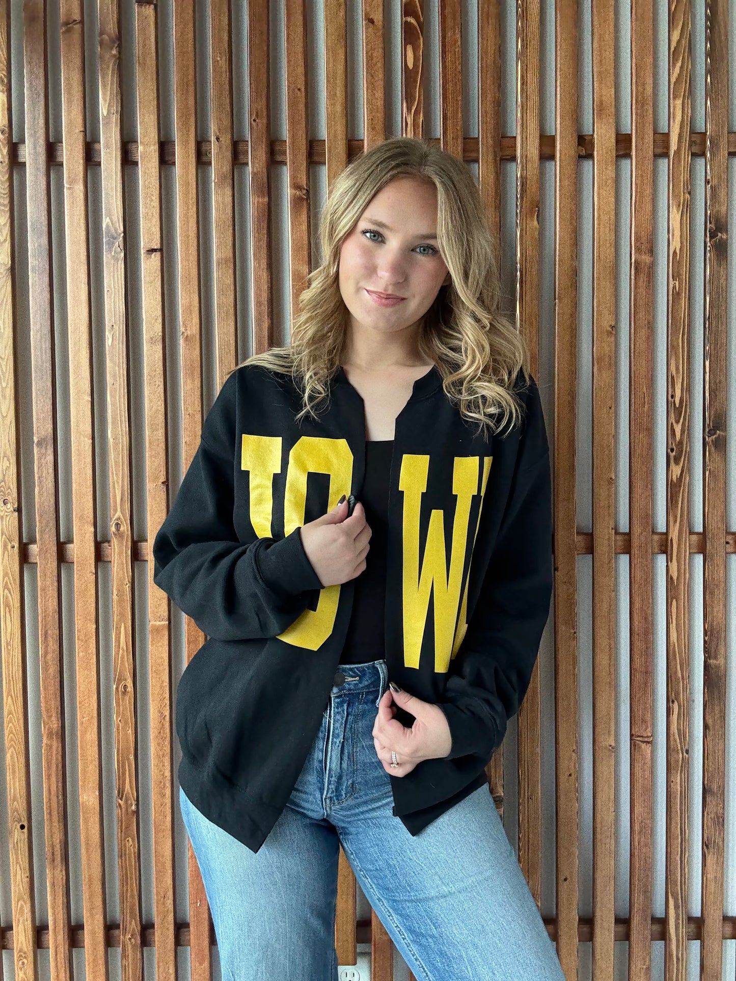 Black Iowa Sweatshirt Cardigan