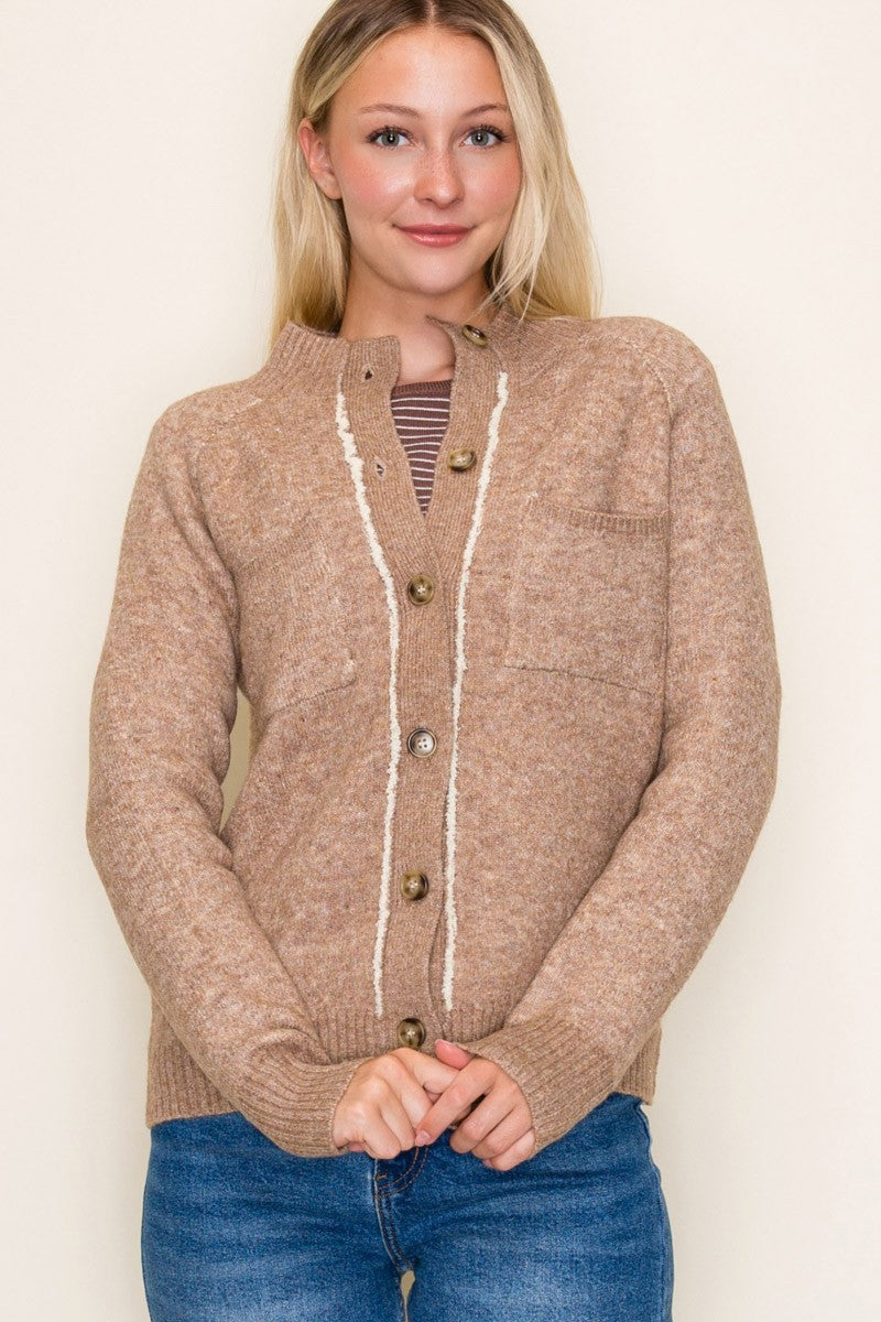 Button Down Sweater Jacket - Mocha