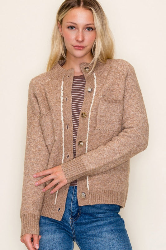 Button Down Sweater Jacket - Mocha