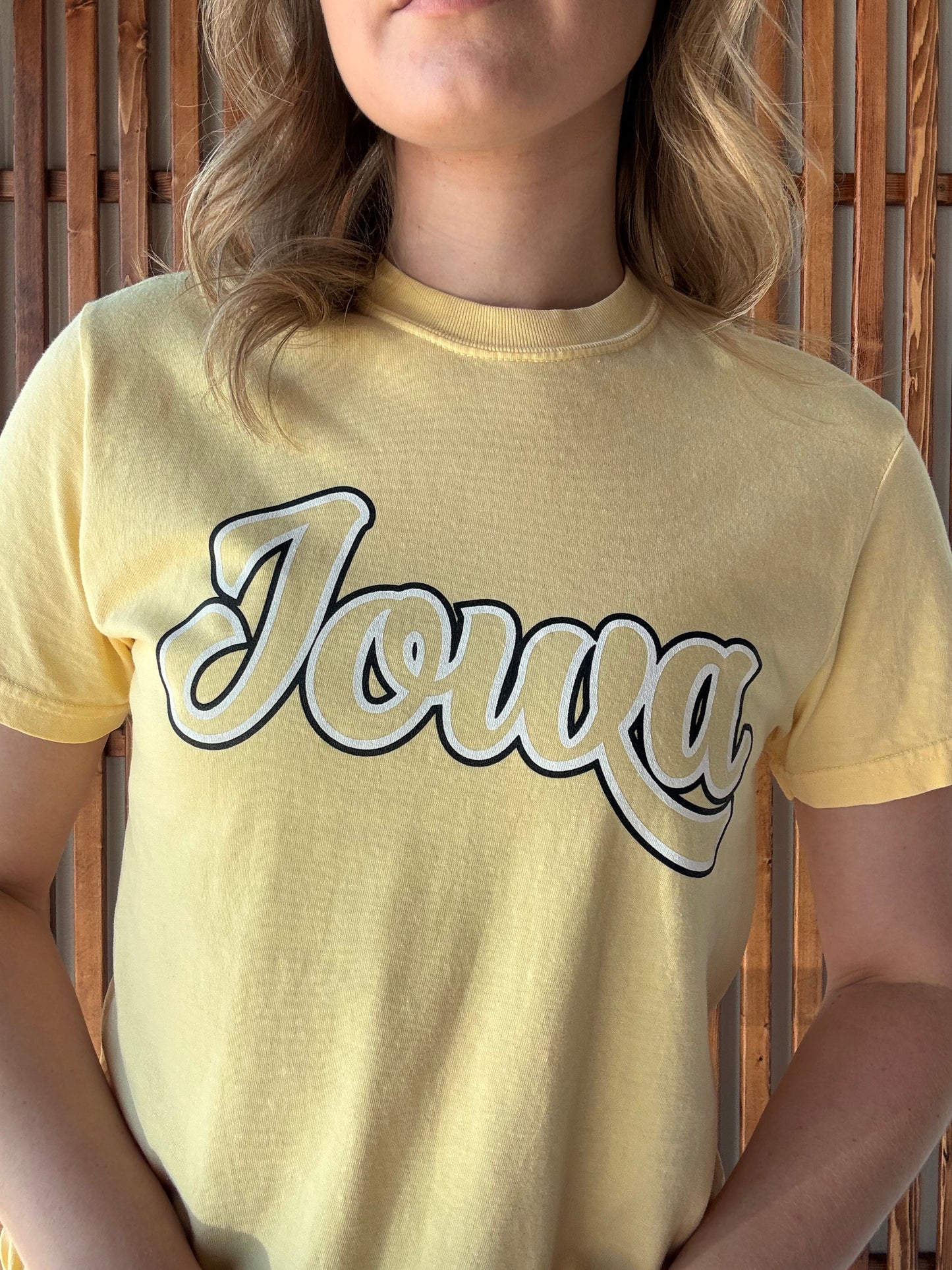 Double Layer Vintage Iowa T-Shirt: Butter