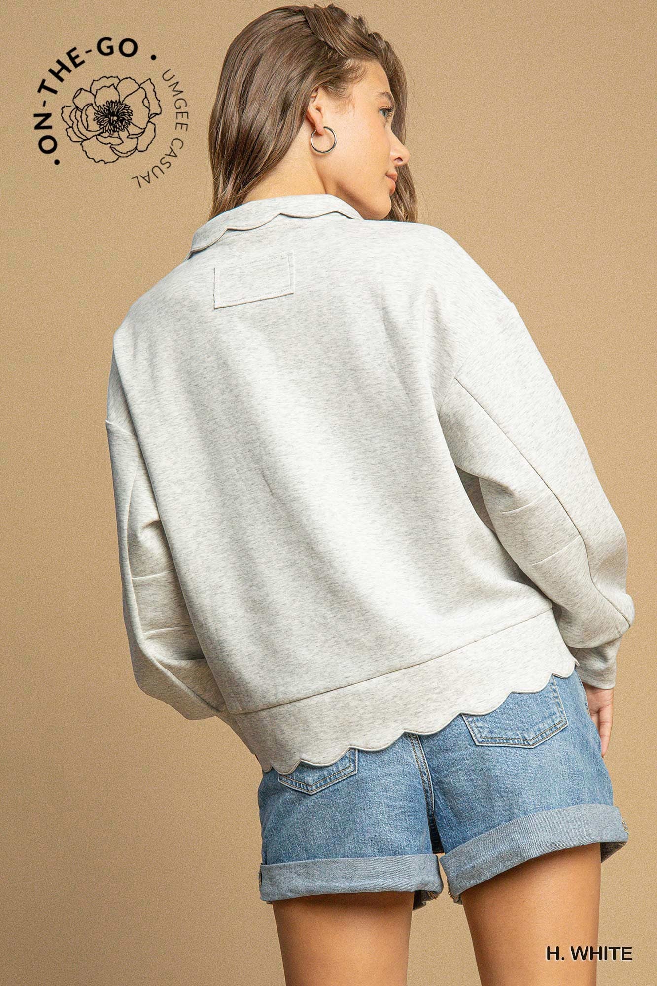 Luxe Knit Scalloped Sweatshirt