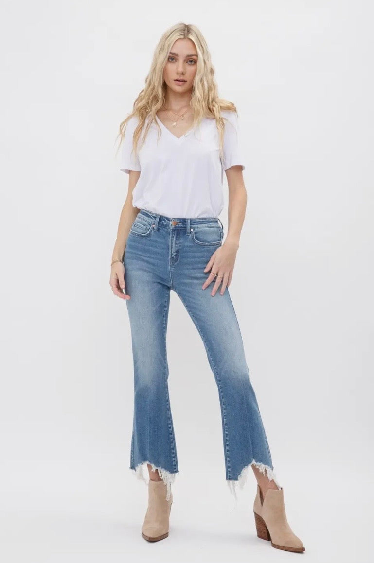 Moscato: HR Crop Flare W/ Uneven Hem
