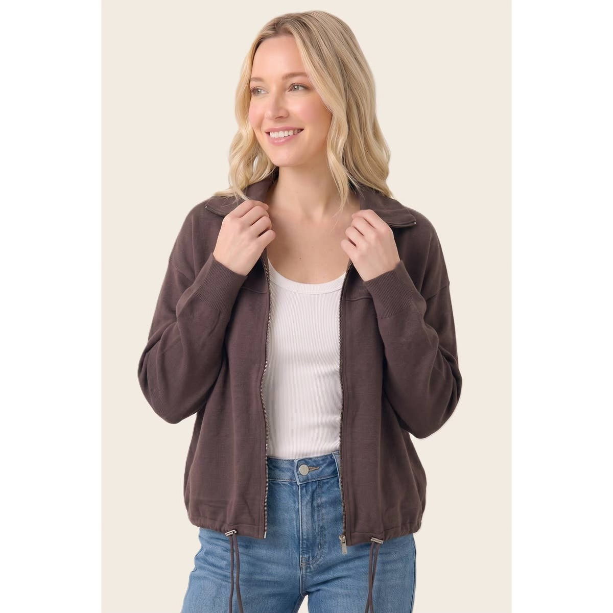 Mock Neck Sweater Jacket