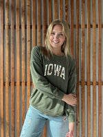 Floral Iowa Sweatshirt With Pocket: Olive