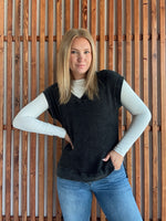 Chunky Waffle Mineral Wash Tee - Black