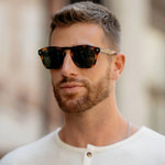 Dash - Unisex Polarized Square Sunglasses: Whiskey Brown Tortoise / Smoke Green Lens