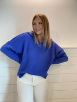 Cobalt Blue Zipper Neck Sweater