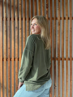 Floral Iowa Sweatshirt With Pocket: Olive