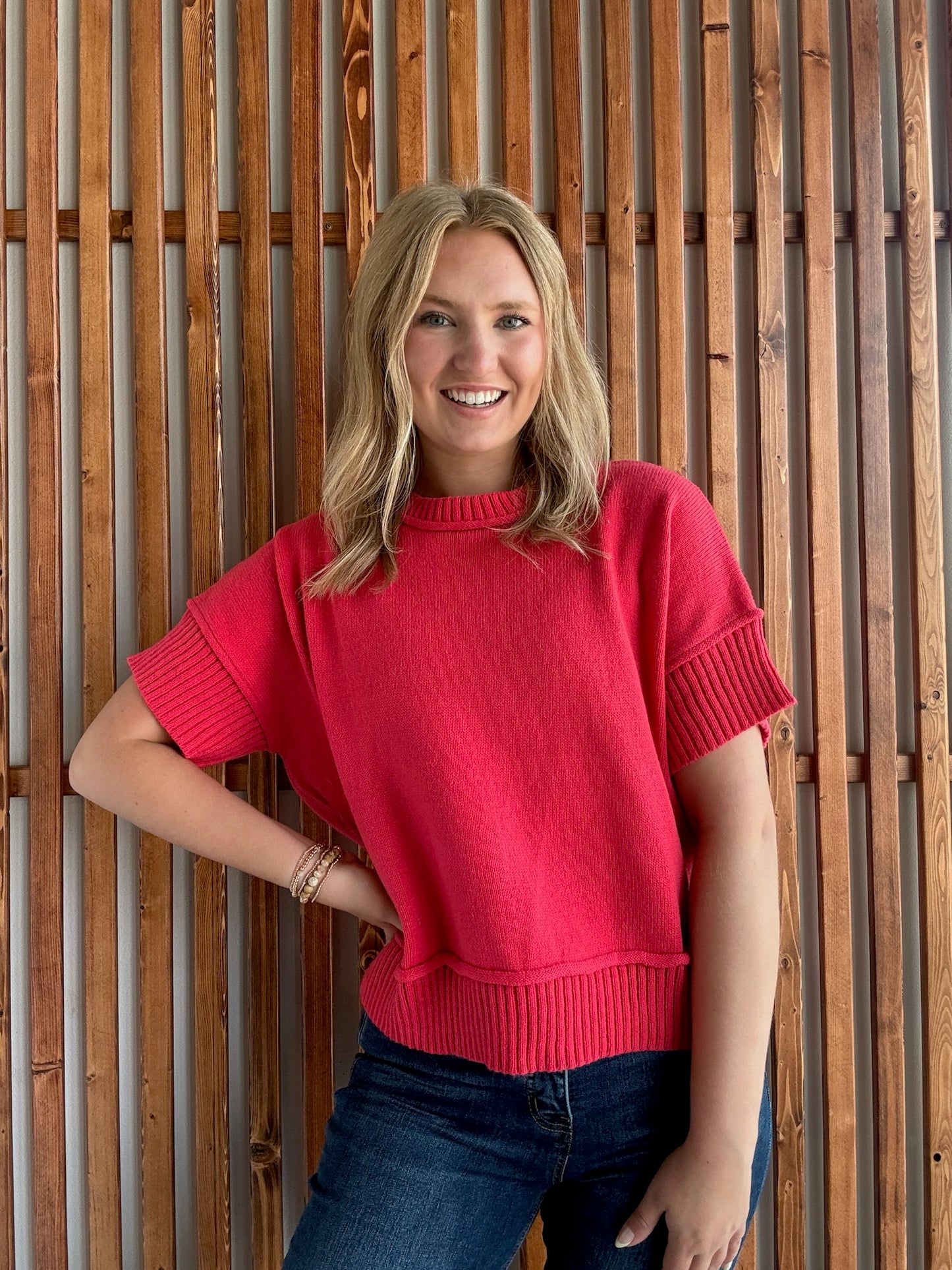 Coral Drop Shoulder Sweater