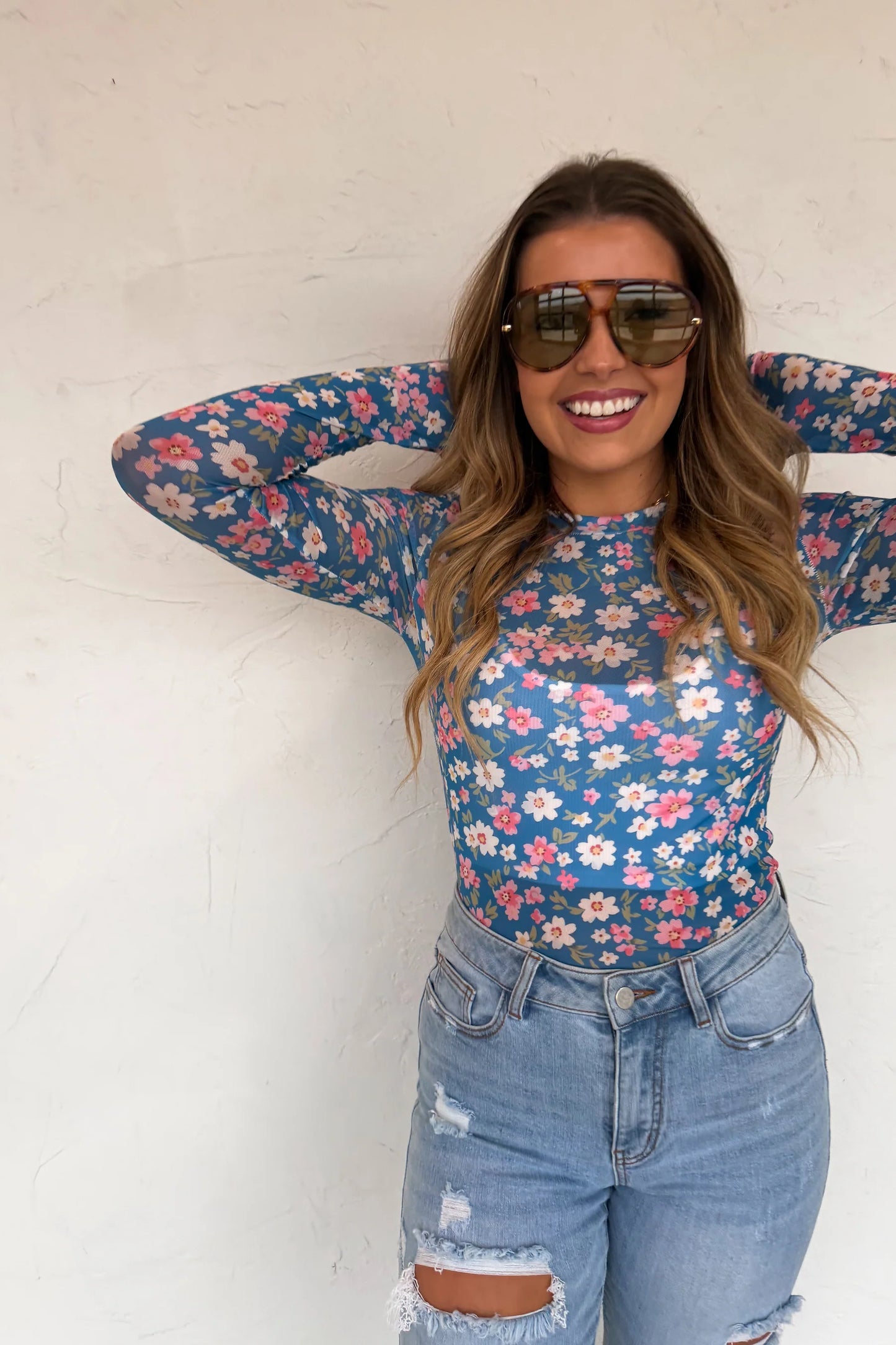 Floral Mesh Top - Bloom & Blue