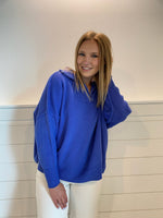 Cobalt Blue Zipper Neck Sweater