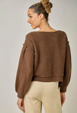 Soft Boatneck Sweater: Brown