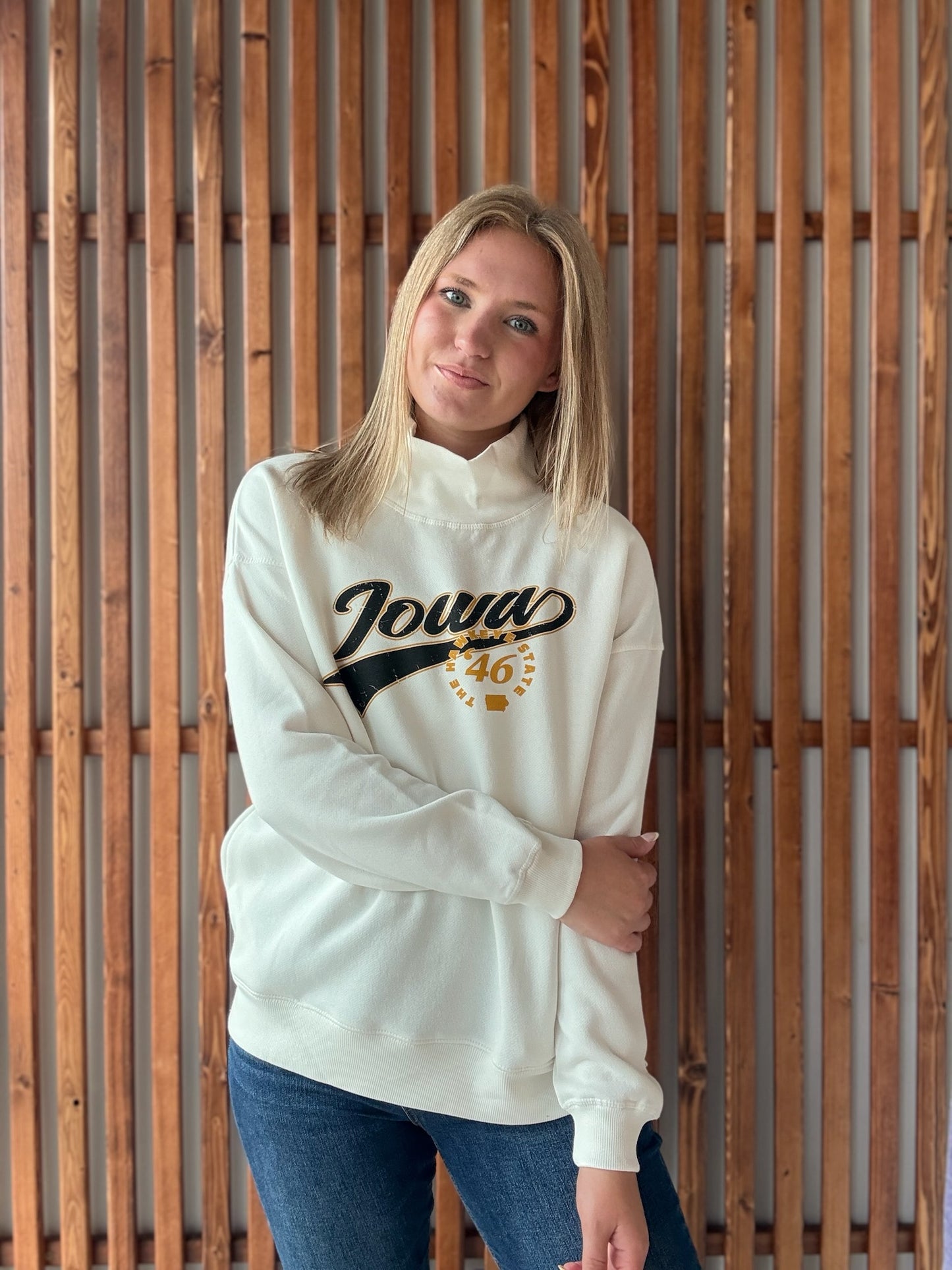 Est 1846 Iowa Script Mock Neck
