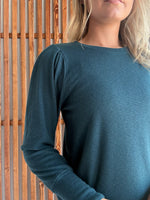 Pleated Ballon Sleeve Sweater - Teal
