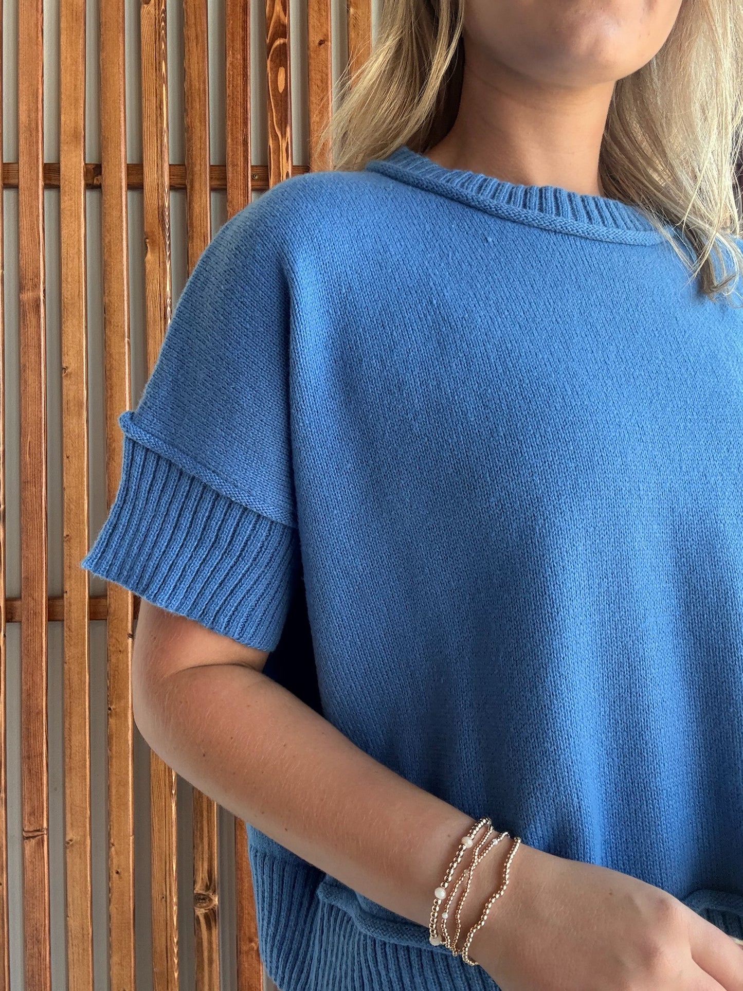 Sky Blue Drop Shoulder Sweater