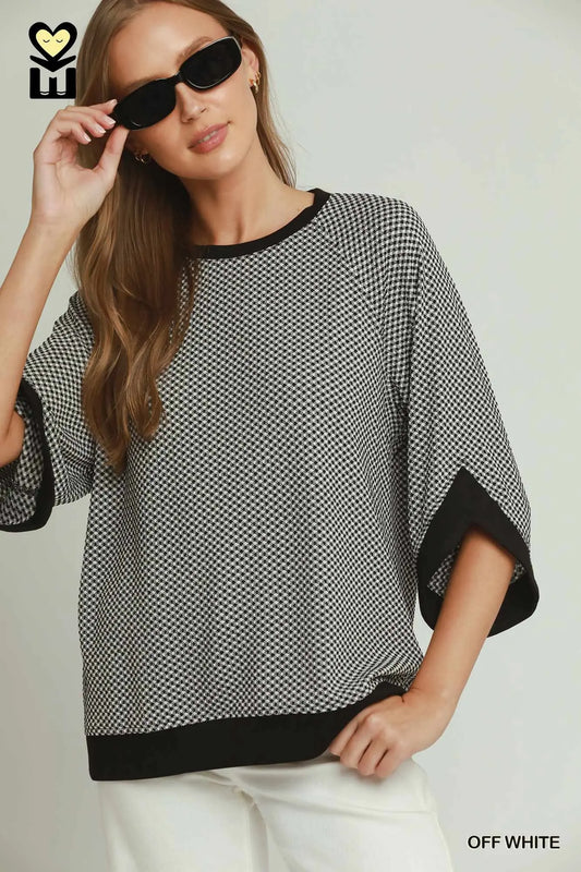 Textured Raglan Sleeve Top