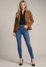 Knit Blazer with Sleeve Detail: Caramel