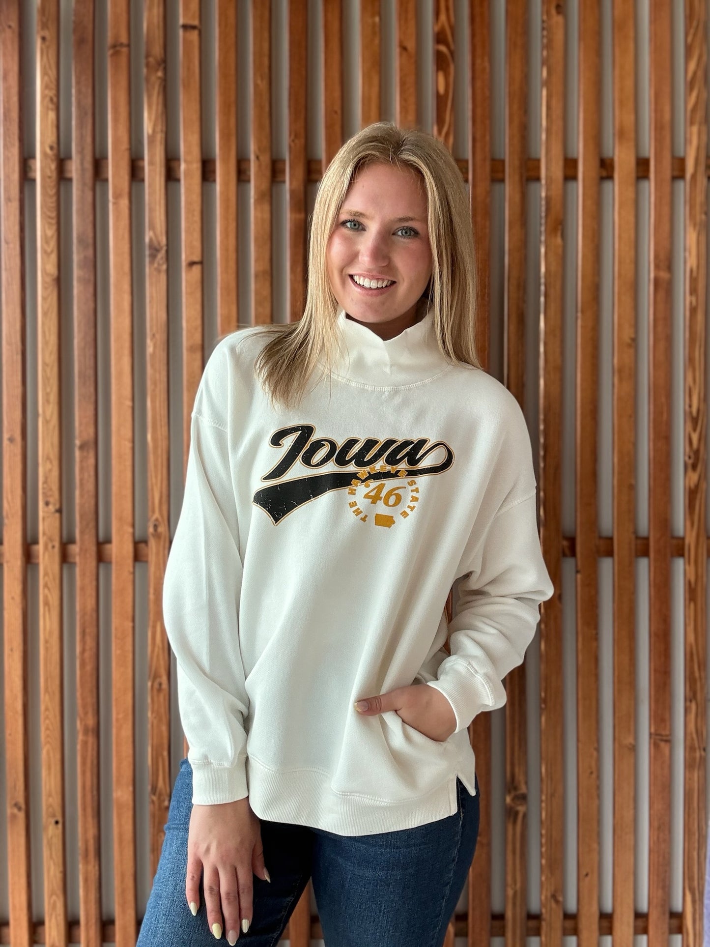 Est 1846 Iowa Script Mock Neck