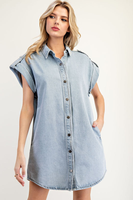 Denim Button Down Mini Dress