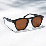 Dash - Unisex Polarized Square Sunglasses: Glossy Black / Brown Lens