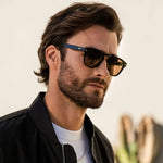 Dash - Unisex Polarized Square Sunglasses: Glossy Black / Brown Lens
