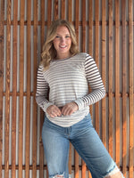 Dotted Striped Poly French Terry Top - Plum