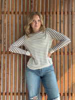 Dotted Striped Poly French Terry Top - Plum