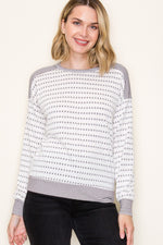 Dotted Line Knit Top - Ivory/Plum