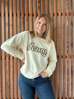 Double Layer Vintage Iowa Sweatshirt - Cream