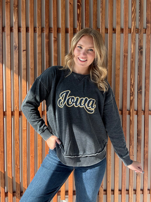 Double Layer Vintage Iowa Sweatshirt Rounded Hem