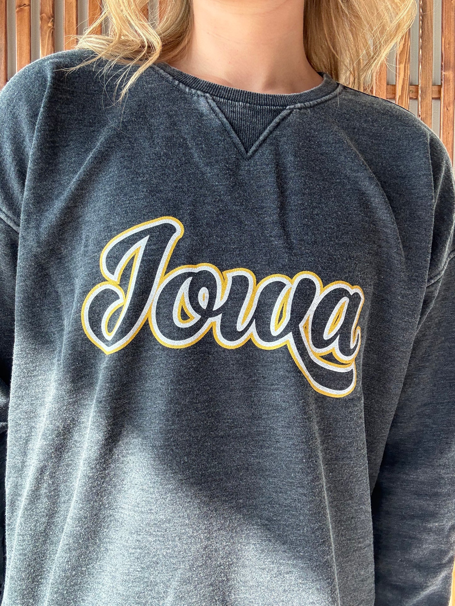 Double Layer Vintage Iowa Sweatshirt Rounded Hem