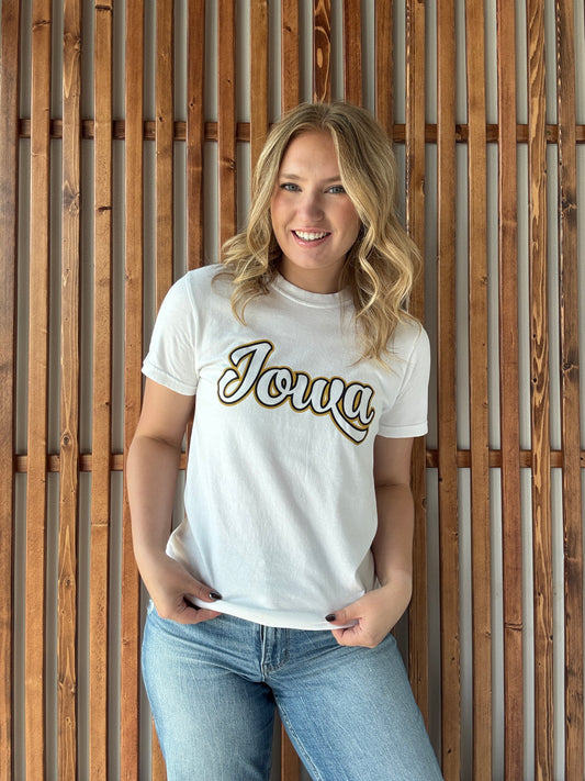 Double Layer Vintage Iowa T-Shirt: White